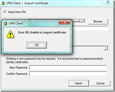 import certificate cisco vpn client