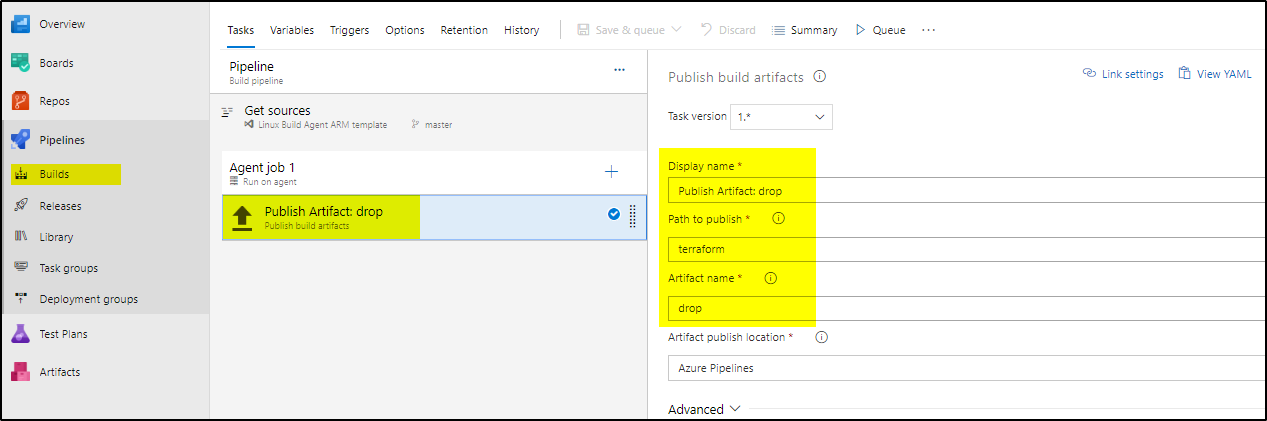 Create an Azure linux VM using Terraform in Azure Devops using Release