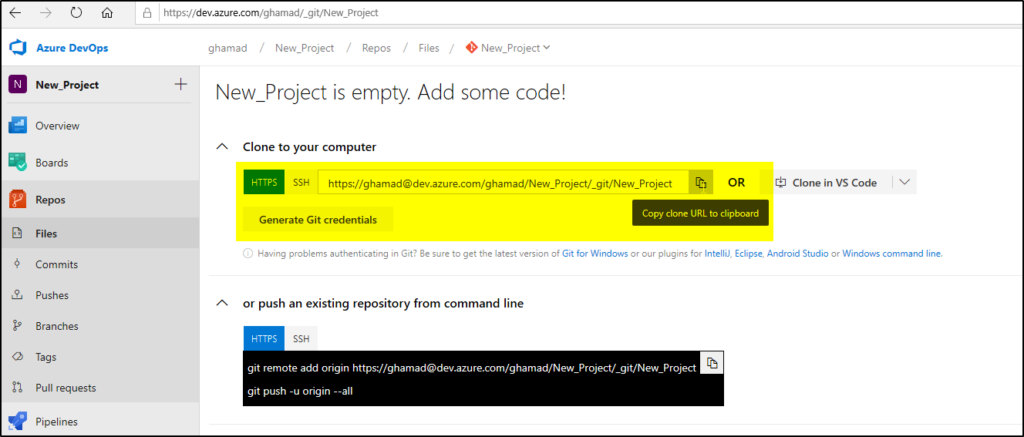 How to push project code from local machine (Using Git commands) into ...
